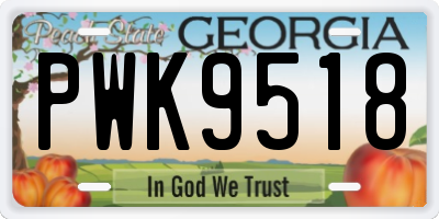 GA license plate PWK9518