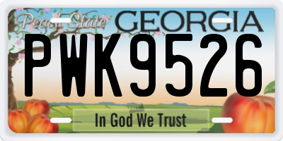 GA license plate PWK9526