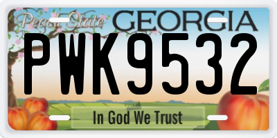 GA license plate PWK9532