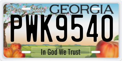 GA license plate PWK9540
