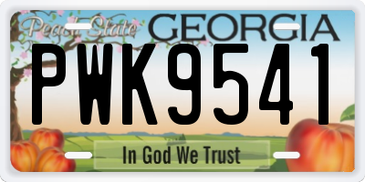 GA license plate PWK9541