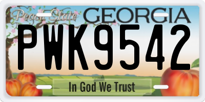 GA license plate PWK9542