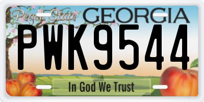 GA license plate PWK9544