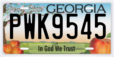 GA license plate PWK9545