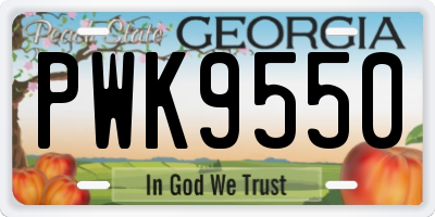 GA license plate PWK9550