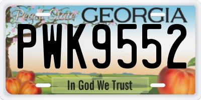 GA license plate PWK9552