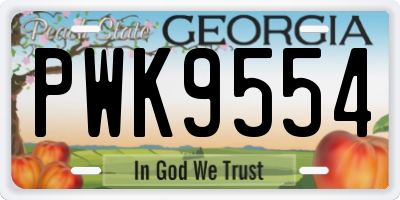 GA license plate PWK9554