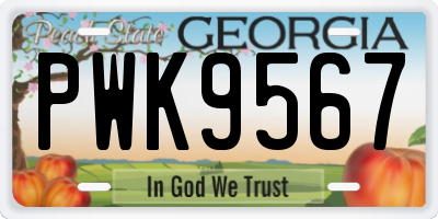 GA license plate PWK9567