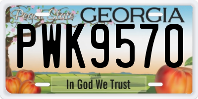 GA license plate PWK9570