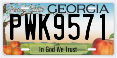 GA license plate PWK9571