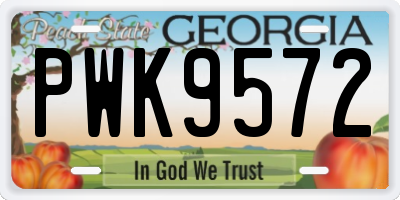 GA license plate PWK9572