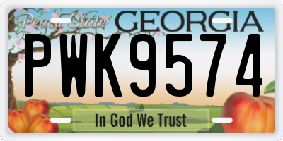 GA license plate PWK9574