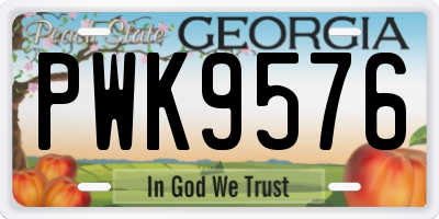 GA license plate PWK9576