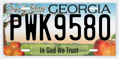 GA license plate PWK9580
