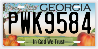 GA license plate PWK9584