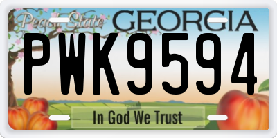 GA license plate PWK9594