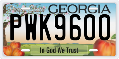 GA license plate PWK9600