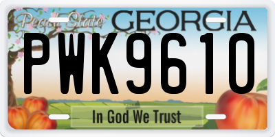 GA license plate PWK9610