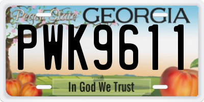 GA license plate PWK9611