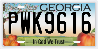 GA license plate PWK9616