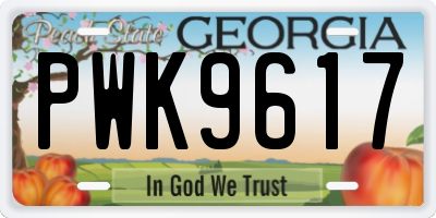 GA license plate PWK9617