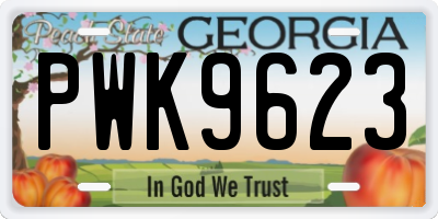 GA license plate PWK9623