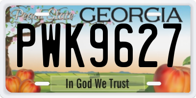 GA license plate PWK9627