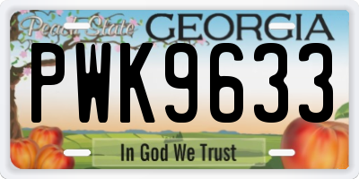 GA license plate PWK9633