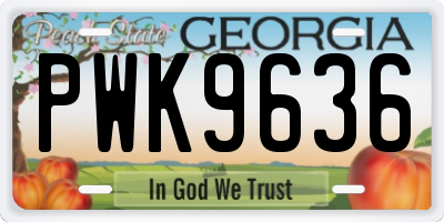 GA license plate PWK9636