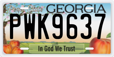 GA license plate PWK9637