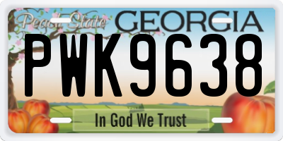GA license plate PWK9638