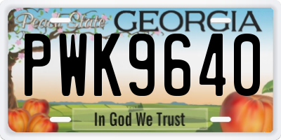 GA license plate PWK9640