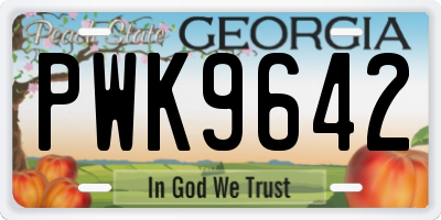 GA license plate PWK9642