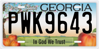 GA license plate PWK9643