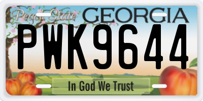 GA license plate PWK9644