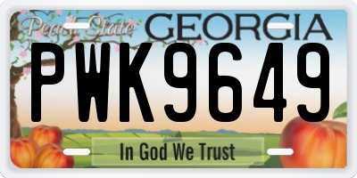 GA license plate PWK9649