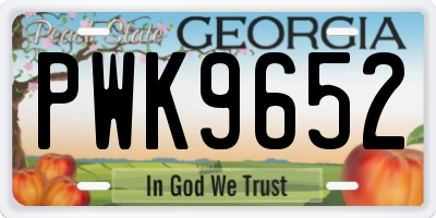 GA license plate PWK9652