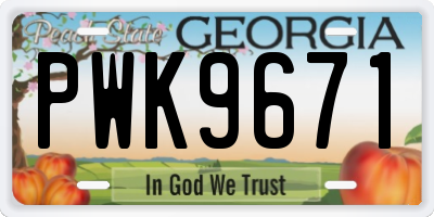 GA license plate PWK9671