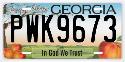 GA license plate PWK9673