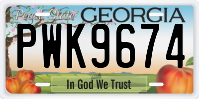 GA license plate PWK9674