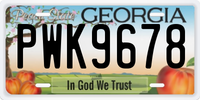 GA license plate PWK9678