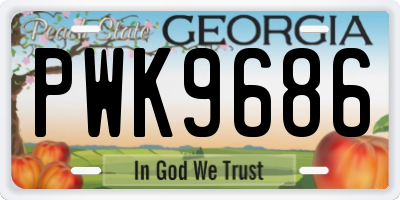 GA license plate PWK9686
