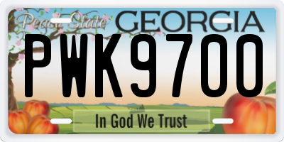 GA license plate PWK9700