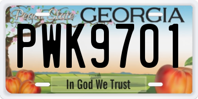GA license plate PWK9701
