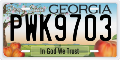 GA license plate PWK9703