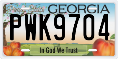 GA license plate PWK9704