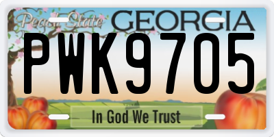 GA license plate PWK9705