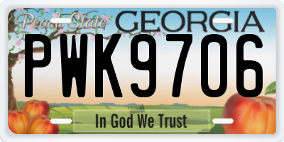 GA license plate PWK9706