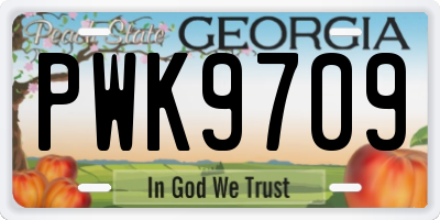 GA license plate PWK9709