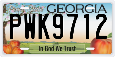 GA license plate PWK9712